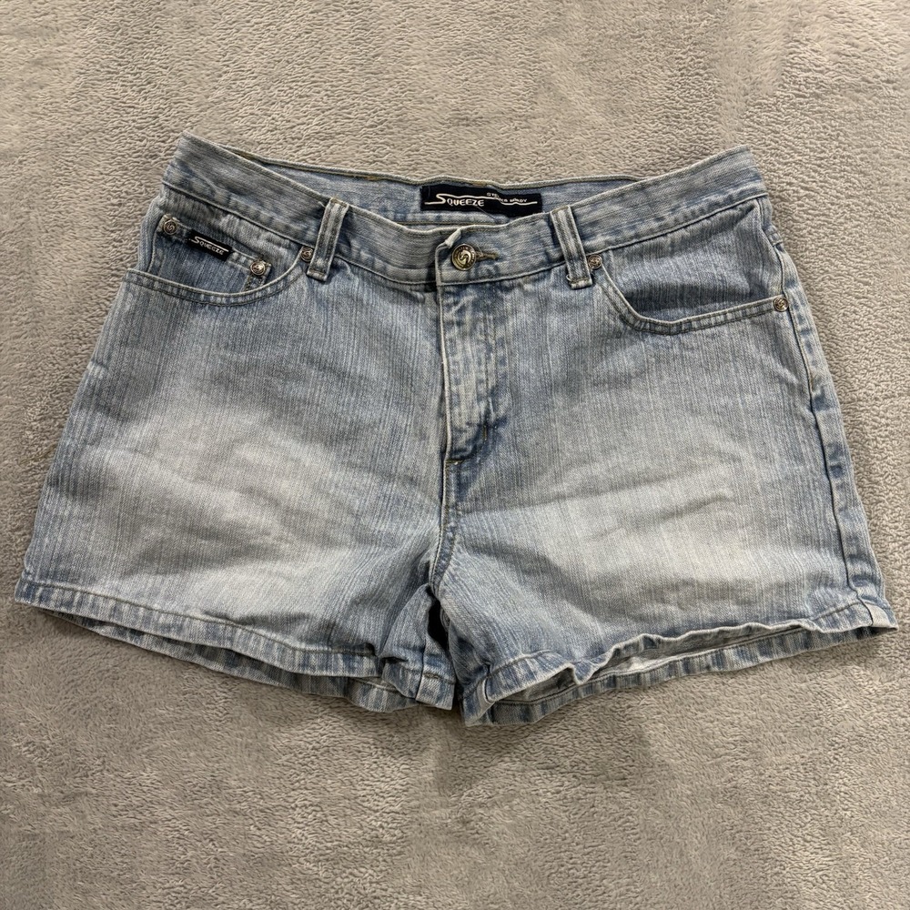 Squeeze Jean Denim Shorts Women 11 / 12 Blue Vintage Y2K Cyber